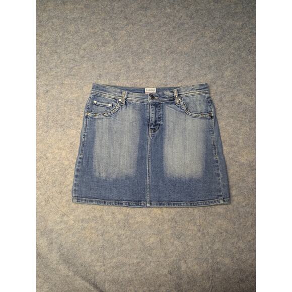 No Boundaries Dresses & Skirts - Vintage No Boundaries Skirt Juniors 7 Blue Mini Denim Jean Y2K Jewels Rhinestone